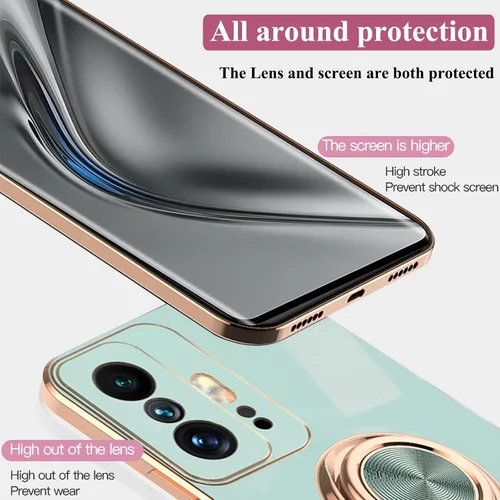 Miniatura 7 de Compatible con Xiaomi 11T Pro Case Ring Holder Magnet Silicone, Xiaomi 11T Pro Phone Case para Xiaomi 11T Funda de silicona delgada blanca cubierta