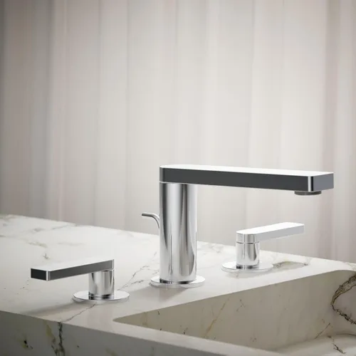 Miniatura 2 de KOHLER Compuesto K-73060-4-CP Grifo de lavabo de baño de 2 manijas con montaje de drenaje de metal en cromo pulido