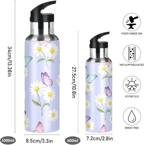 Miniatura 2 de Botella de agua deportiva sin BPA aislada de 32 onzas, botella de agua aislada al vacío de acero inoxidable para gimnasio, viajes al aire libre