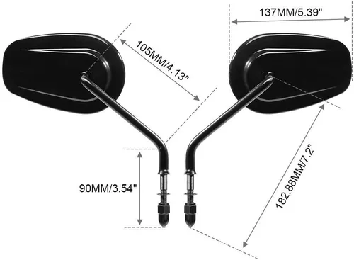 Miniatura 2 de TCMT Par de espejos retrovisores negros para motocicleta Harley Road King CVO Road Street Tri Glide Freewheeler Street XG500 XG750 Sportster XL1200