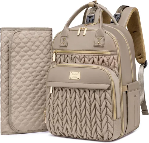 Miniatura 10 de Tealari Mochila para pañales, elegante bolsa de pañales para bebé, mochila impermeable para pañales de viaje, bolsas de bebé con cambiador, correas