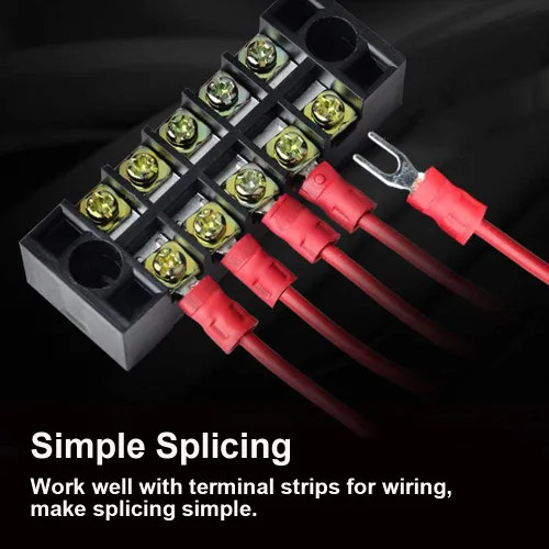 Miniatura 4 de 100 conectores de alambre de espada de horquilla aislados, terminales de crimpado eléctricos tipo U para cable de 22-16 AWG (rojo)