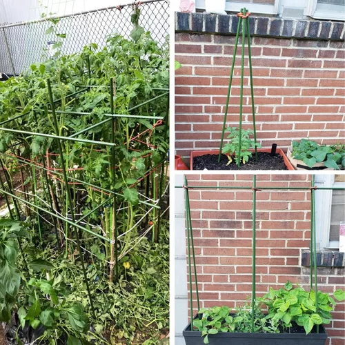 Miniatura 5 de Estacas de metal resistentes para plantas de jardín de 4 pies, varillas de acero recubierto de plástico, paquete de 25