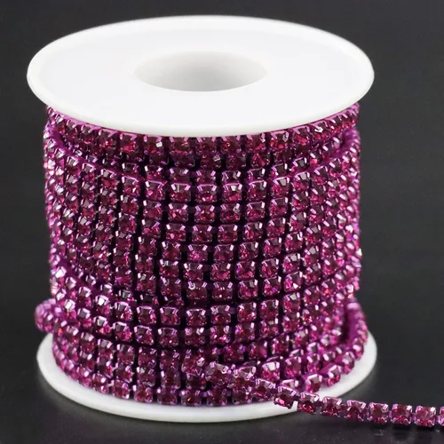 Miniatura 19 de Jerler Cadena de cierre SS6.5/0.079 in con diamantes de imitación de cristal de 10 yardas para manualidades de costura, ideal para bodas, fiestas
