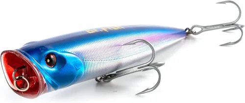 Miniatura 14 de Dr.Fish Popper - Señuelos de pesca de agua salada, 4/5.5 pulgadas GT Popper VMC anzuelos agudos señuelos de pesca para lubina, lucio, salmón en alta
