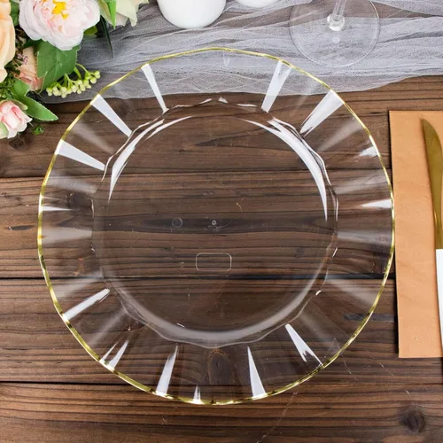 Miniatura 32 de Efavormart - Platos de cena de 11 pulgadas – Juego de 10 platos desechables redondos de plástico negro con borde dorado rizado – Vajilla elegante