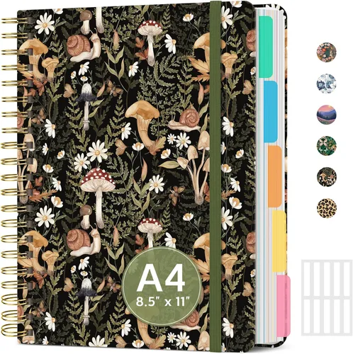 Miniatura 19 de Cuadernos grandes con forro en espiral para el trabajo con divisores y pestañas extraíbles, 8.5 x 11 pulgadas, bonito cuaderno de tapa dura de 5