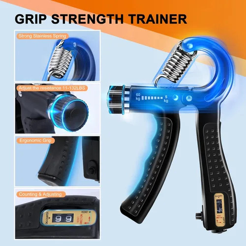Miniatura 2 de 10PCS Grip Strength Trainer Kits, Hand Gripper Strengthener, Forearm Strengthener, Forearm Exerciser, Finger Grip Strengthener, Wrist Strengthener