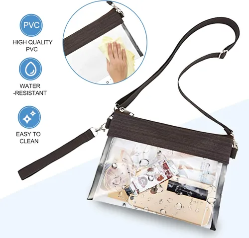 Miniatura 3 de USPECLARE Bolsa transparente aprobada para estadios, bolsa cruzada transparente para trabajo, conciertos y deportes