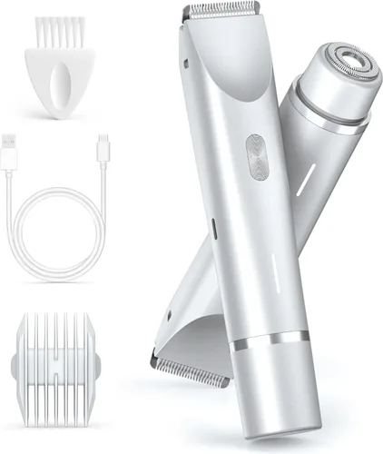 Miniatura 8 de Recortadora de bikini para mujer, maquinilla de afeitar eléctrica 2 en 1 con doble cabeza, IPX7 impermeable para cabello púbico, piernas, axilas