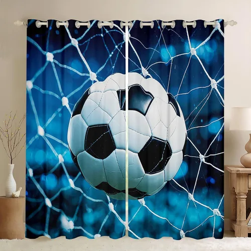 Miniatura 10 de Cortinas de ventana con bandera estadounidense, cortinas de fútbol para niños, 42 pulgadas de ancho x 84 pulgadas de largo, tratamientos de ventana