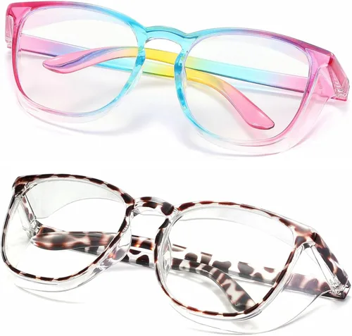 Miniatura 19 de Elegantes gafas de seguridad para mujeres y niñas, gafas anti-vaho, gafas protectoras, gafas transparentes Paquete de 3: azul+tortuga+negro