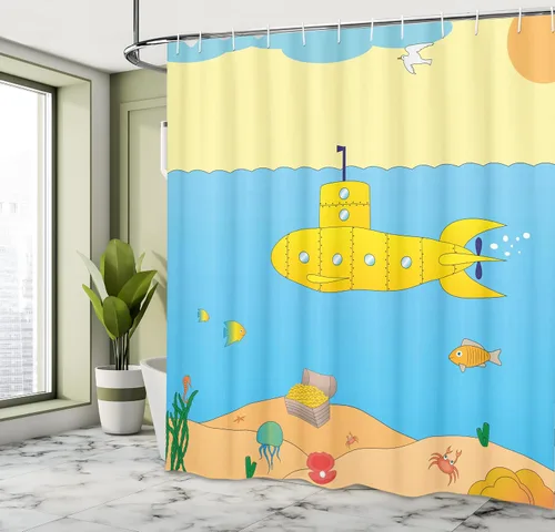Miniatura 4 de Pingüino Shadow Fun cortina de ducha de tela con ganchos 69 x 70 pulgadas Azul pálido rosa pálido