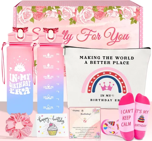 Miniatura 15 de Awfrky - Set de regalo en caja de botella de agua fabulosa de 25oz de color rosa, regalos de cumpleaños para mujeres - Divertidas ideas de regalo