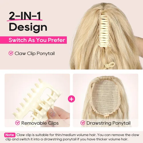 Miniatura 9 de REECHO Extensión de cola de caballo, extensiones de cabello rizado de cola de caballo de 18 pulgadas, extensiones de cabello sintético natural
