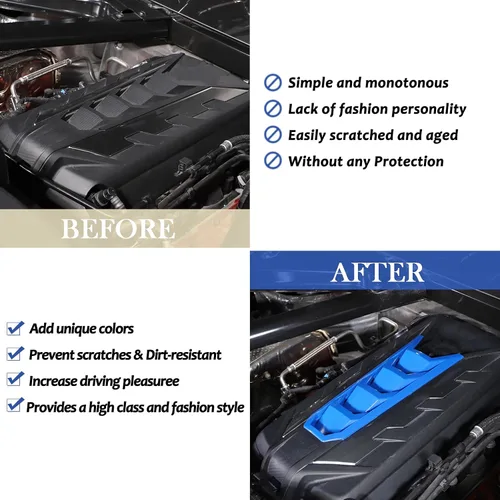 Miniatura 2 de Daeiclru Cubierta de cubierta de motor compatible con Chevrolet Corvette C8 2020-2023, cubierta de panel de bahía de motor de plástico ABS (azul)