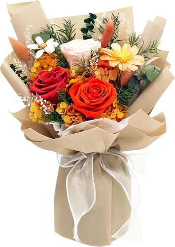 Miniatura 9 de QOEAZY Flores para entrega, ramo de flores preservadas con caja de regalo, regalos de rosas para mujeres, mamá, abuela