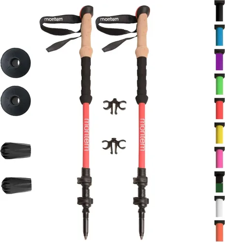 Miniatura 18 de Montem Bastones ultrarresistentes para trekking, caminatas y senderismo - Un par (2 bastones) - Plegables, ligeros, con bloqueo rápido, resistentes