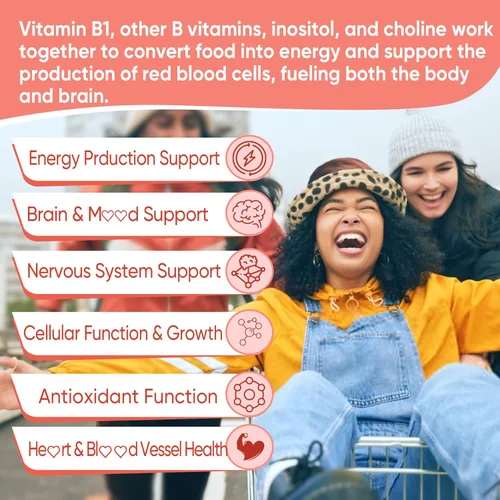 Miniatura 6 de Gomitas de complejo de vitamina B1 y vitamina B metilada, todas las vitaminas B, benfotiamina, tiamina e inositol, multivitaminas B1 B2 B6