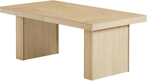Miniatura 9 de Tribesigns Mesa de comedor de granja de 63 pulgadas para 6, mesa de cocina moderna con línea acanalada para comedor, sala de estar, natural