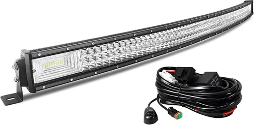 Willpower Barra de luz LED curvada de 52 pulgadas, 675 W, combo de luces LED todoterreno con conector DT, arnés de cableado, luces de conducción,