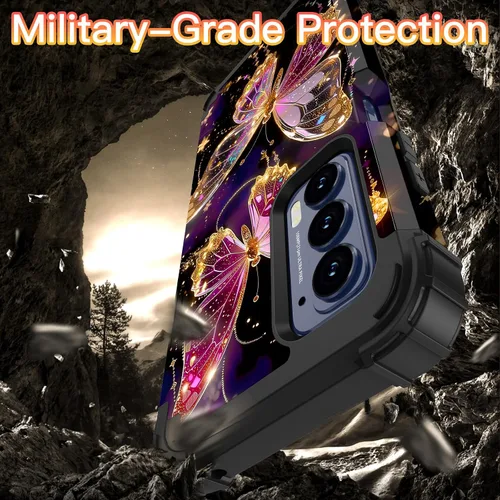 Miniatura 5 de LONTECT Funda para Moto Edge 2021, Moto Edge 5G UW, funda floral a prueba de golpes, 3 en 1, híbrida resistente, resistente, funda protectora