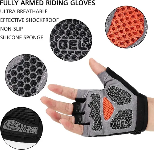 Miniatura 2 de Accmor Guantes de ciclismo para hombres y mujeres, guantes de bicicleta de medio dedo, guantes de bicicleta MTB, guantes antideslizantes que