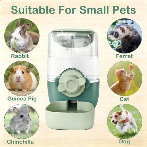 Miniatura 7 de Botella de agua de conejo de 35 onzas, dispensador de agua automático para colgar para mascotas para hurones, conejillos de indias, chinchilla, Verde