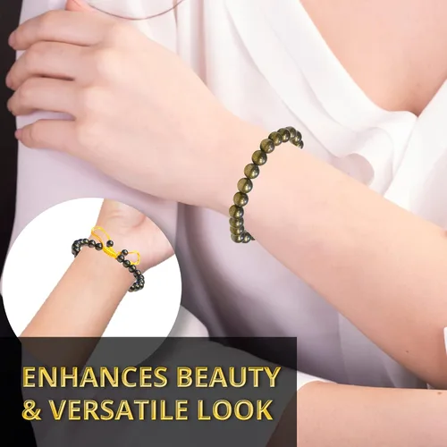 Miniatura 55 de Adjustable Crystal Bracelet – Gemstone Bead Bracelet with Adjustable Macrame String – Chic Gemstone Bracelet for Men and Women – 8mm Round Healing