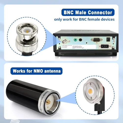Miniatura 2 de Eightwood Cable de extensión de conector coaxial macho NMO para montaje en antena BNC RG58 de 16.4 pies para radio CB y portátil, antena de radio