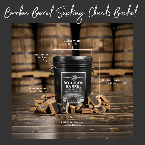 Miniatura 2 de Midwest Barrel Co. - Cubo de 5 galones de barril de bourbon para barbacoa, trozos de madera para ahumar, auténticos trozos de madera de roble