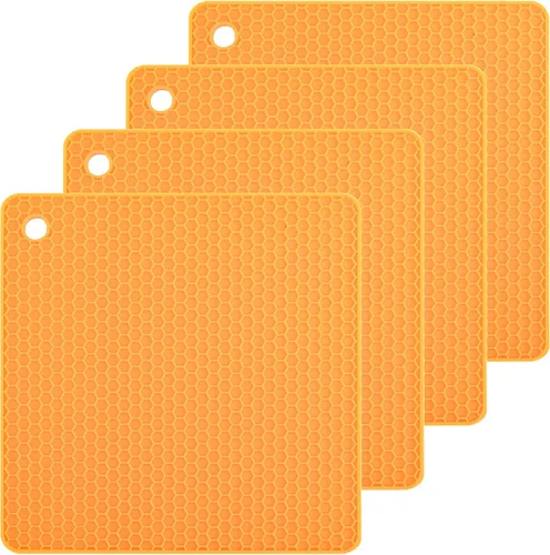 Miniatura 11 de Tapete salvamanteles de silicona para encimeras, resistentes al calor, 4 unidades, tamaño: 7.5 x 7.5 pulgadas, color: morado Púrpura