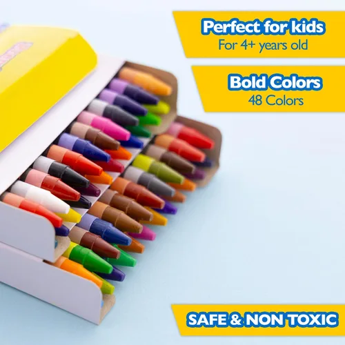 Miniatura 4 de BAZIC PRODUCTS Crayons - Juego de crayones para colorear de colores surtidos, 48 unidades, crayones de dibujo no tóxicos para arte escolar, regalo