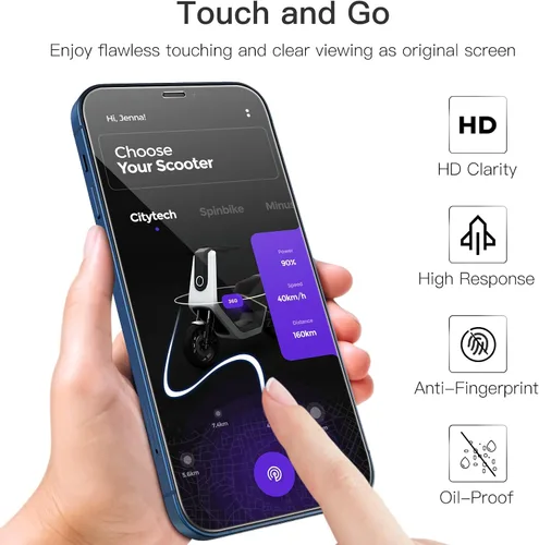 Miniatura 6 de JETech Protector de pantalla de cobertura completa para iPhone 12/12 Pro de 6.1 pulgadas, película de vidrio templado 9H, compatible con fundas