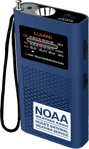 Miniatura 9 de NOAA Weather AM FM Radio portátil operada por 2 pilas AA con auriculares estéreo, reloj despertador digital temporizador de sueño, mejor recepción