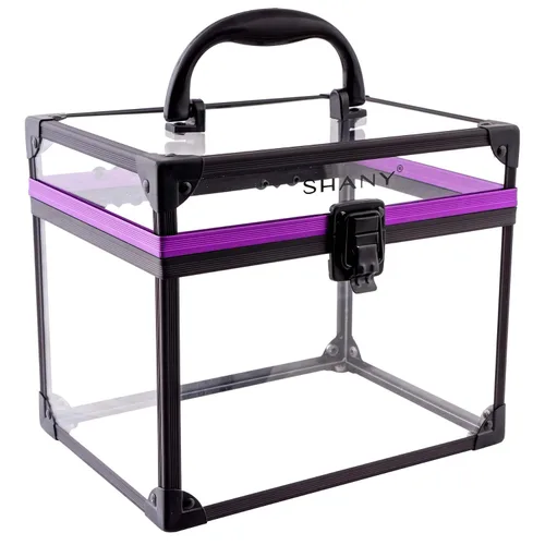 Miniatura 2 de SHANY Estuche transparente para cosméticos y artículos de tocador, organizador de maquillaje de viaje extra grande con cierre seguro y detalles negro