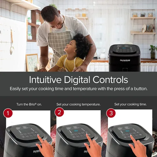 Miniatura 4 de Nuwave Brio - Freidora de aire inteligente digital saludable de 6 cuartos con sonda controles digitales de un solo toque, funciones de cocción