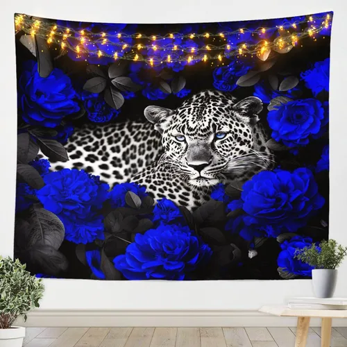 Miniatura 17 de Erosebridal Tapiz de guepardo para colgar en la pared, tapiz de rosa roja, decoración del hogar, tapiz de leopardo y gato, diseño de pared