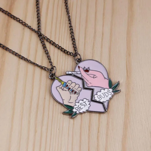 Miniatura 4 de Collar para mejores amigos de Buds, 2 juegos de collares con colgante de corazón dividido BFF para niñas