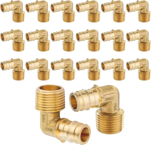 Miniatura 15 de Paquete de 2 accesorios HeSun PEX-A, codo de expansión de rosca NPT macho de 3/4 pulgadas PEX-A x 3/4 pulgadas, ASTM F1960098-2)