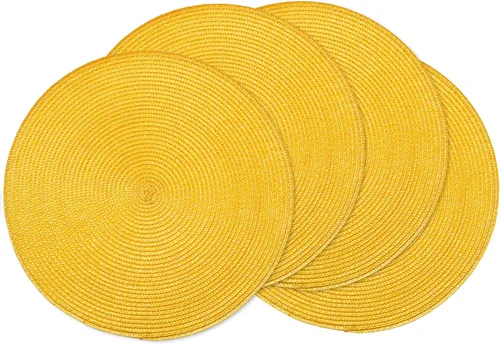 AHHFSMEI Juego de 4 manteles individuales redondos trenzados de 15 pulgadas para mesas de comedor, tejidos naturales, resistentes al calor, juego de