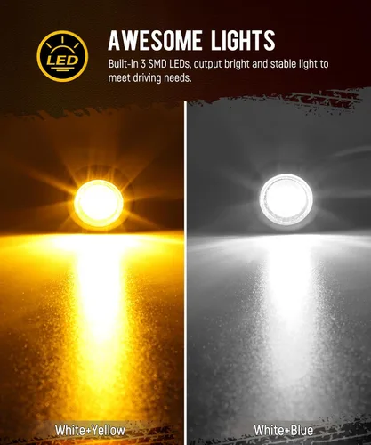 Miniatura 2 de Partsam 10 unidades de luz LED redonda de doble color de 3/4 pulgadas, color ámbar a blanco, luz lateral auxiliar de luz lateral, aprobadas por DOT