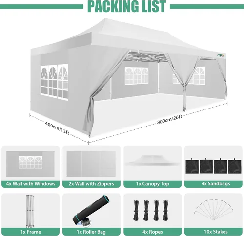Miniatura 128 de COBIZI Tienda de campaña desplegable de 6.6 x 6.6 pies, toldo resistente, fácil de instalar, impermeable, para exteriores, fiestas, playa, jardín