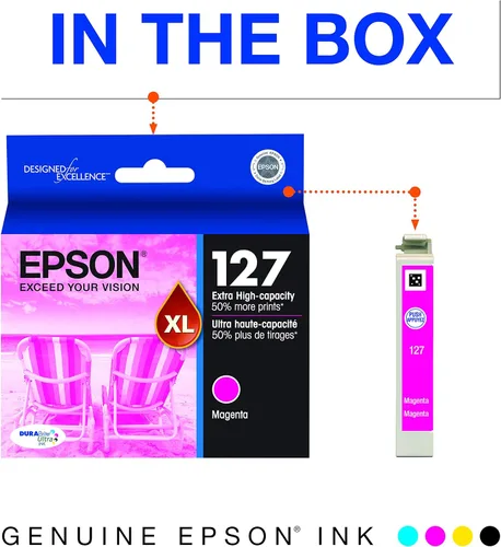 Miniatura 5 de Epson T127 DURABrite Ultra Ink Cartucho negro de capacidad estándar (T127120-S) para determinadas impresoras Stylus y fuerza de trabajo y Epson