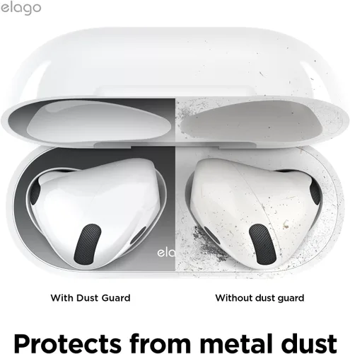 Miniatura 3 de elago Protector contra el polvo compatible con AirPods 4 – Película adhesiva antipolvo, protege de residuos de hierro y metal (gris oscuro)