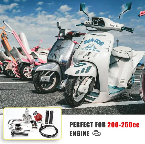 Miniatura 7 de NIBBI Kit de carburador de 28 mm - Carburador PE28 GY6 tubo curvo de 185 mm línea de acelerador manillar adecuado para motor GY6 patinete 150CC-250CC