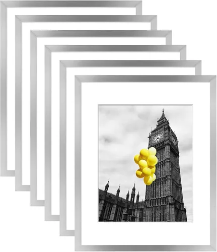 Miniatura 6 de Juego de 6 portarretratos de 5 x 7, para galería de fotos de 4 x 6 pulgadas con paspartú o de 5 x 7 pulgadas sin paspartú, marcos de fotos para Negro