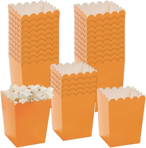 Fun Express Mini cajas de palomitas de maíz naranja (24 piezas) - Suministros para fiestas - Contenedores y cajas - Cajas de papel - 24 piezas