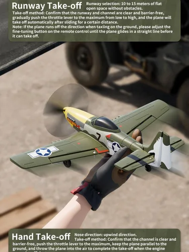 Miniatura 9 de Avión RC P51 de 4 canales con control remoto Aileron/Aerobatic/3Level FC/Gyro estabilizador fácil control para niños adultos principiantes Mejor
