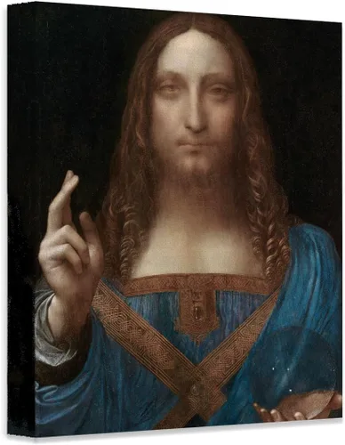 Miniatura 11 de Salvator Mundi - Póster de 11 x 14 pulgadas, retrato cristiano de Leonardo da Vinci, pintura al óleo de reproducción de Jesucristo, Salvador